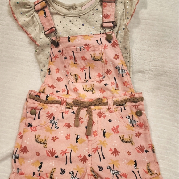 Little Lass 4T Jungle Romper/Overall Short Set - Picture 2 of 5